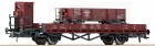 66355 Roco 2 axle Flat car with brakemens cabin loaded with narrow gauge car